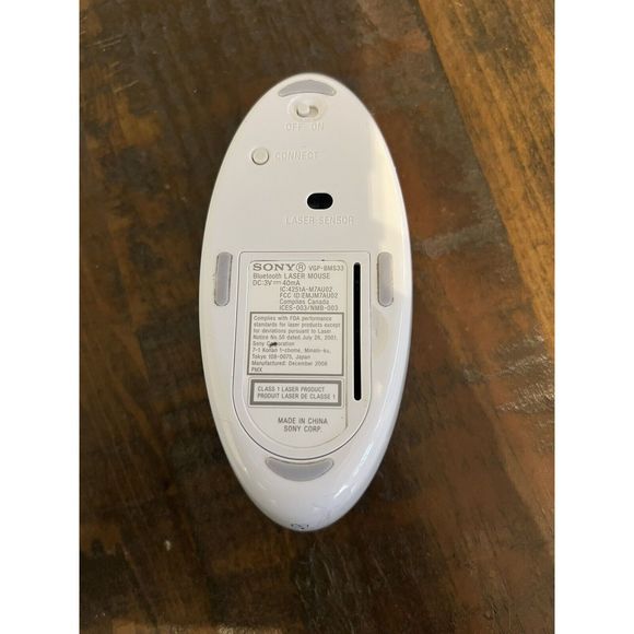 Sony Vaio Bluetooth Laser Wireless White Mouse VGP-BMS33 Fully Working - Picture 2 of 2